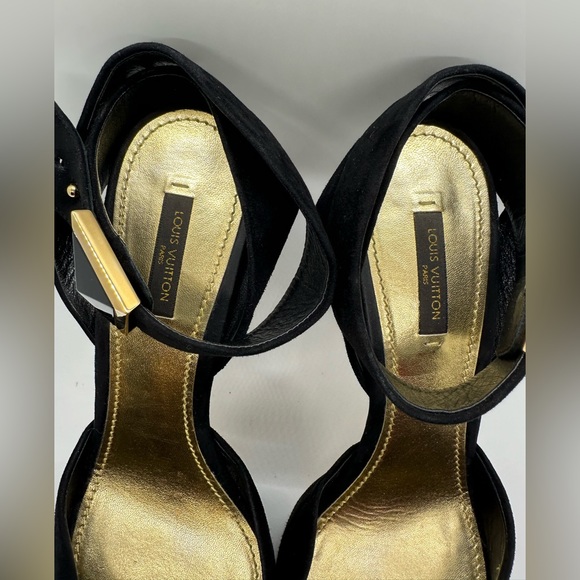 Sold-LOUIS VUITTON Pony Style Open-Toe Black Pumps - Picture 2 of 12